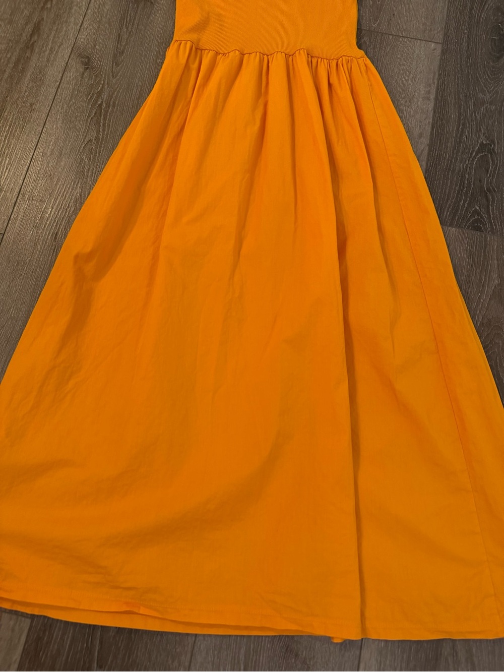 Zara Halter Orange Fit & Flare Peplum Midi Tank Dress Size Small - Picture 4 of 4